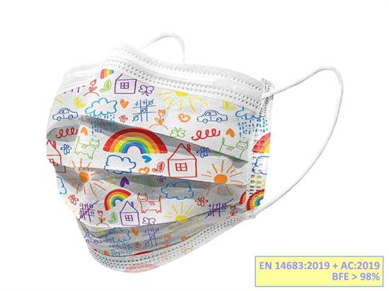 MASCHERINE DM1 CHIR. 3V TNT PEDIATRICA CARTOON 10PZ